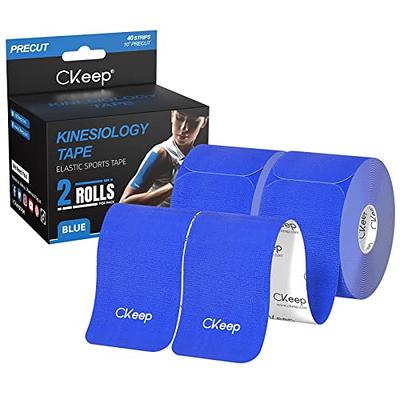 Kinesiology Tape Precut Strips 2in x 16ft Roll - Black Athletic Tape for  Skin Muscle Sports Body Tape