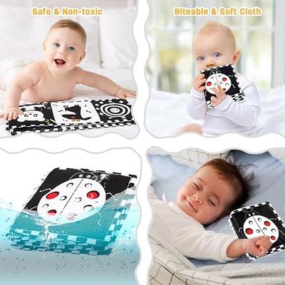 Black and White High Contrast Baby Toys 0-6 Months Montessori Tummy Time  Toys Sensory Crinkle Toys for Baby Newborn Infant 0-3 3-6 Months Soft Cloth