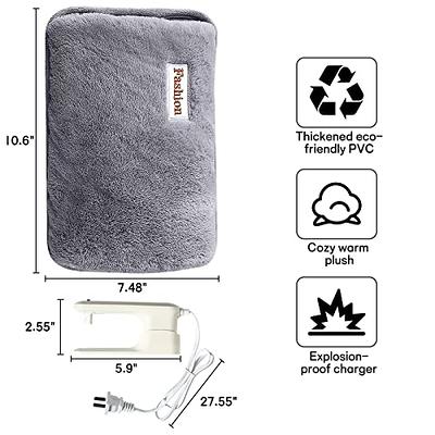 Electric Hot Water Bottle Rechargeable Heating Pad, Portable Hot Water Bag,  Soft Fleece Cover 