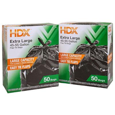 HDX 55 Gallon Clear Heavy-Duty Flap Tie Drum Liner Trash Bags (80