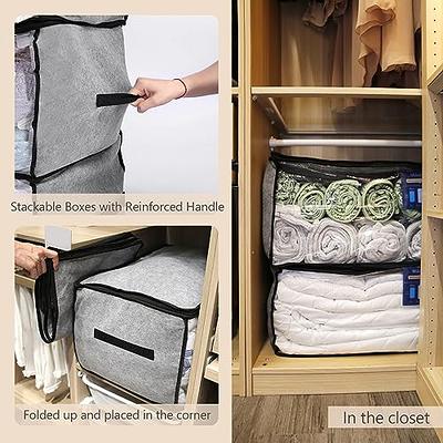 100L Large Capacity Clothes Storage Bag,3 Packs Foldable Closet Organizers  For Comforters, Blankets, Bedding, Clothes Storage Bins With Reinforced