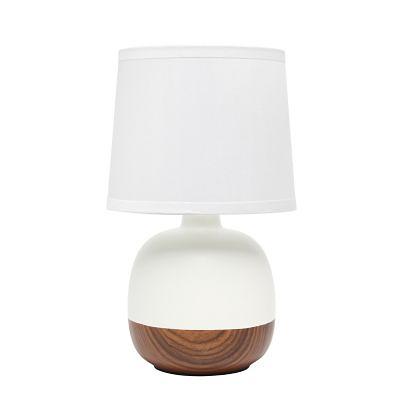 Simple Designs 11.8 inch Black Petite Faux Marbled Ceramic Table Lamp with  White Fabric Sh