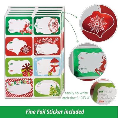 Christmas Gift Tags Stickers, 96Pcs Christmas Gift Labels Stickers,  Self-Adhesive Christmas Name Tags for Xmas Gifts Wrap Presents Boxes  Decoration, 2