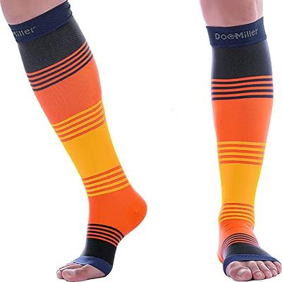 Doc Miller Open Toe Compression Socks 1 Pair 20-30mmHg Support Circulation  Recovery Shin Splints Varicose Veins Red XX-Large