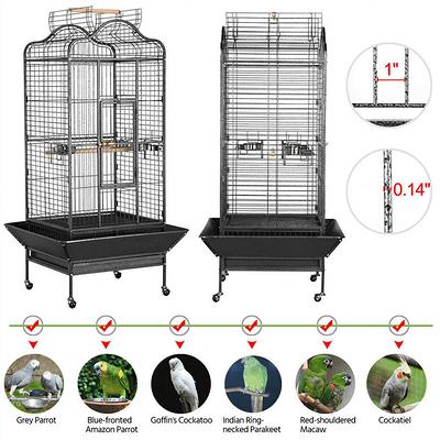 LUCKYERMORE 53 inch Black Stackable Big Bird Cage for Parakeet with Storage  Shelf, Wrought Iron Large Parrot Cage, Tall Bird Cage for Cockatiels