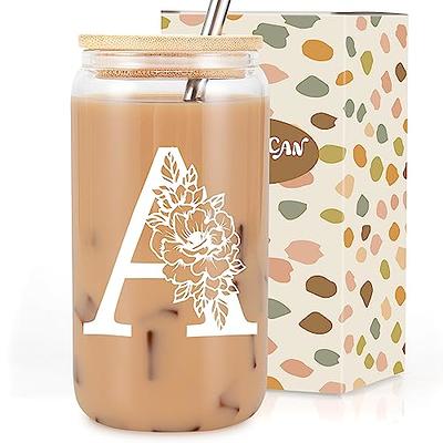 Personalized Glass Cup With Bamboo Lid & Straw  16 Oz Beer Can Custom  Mason Jar Iced Coffee Mug Bridesmaid Gift Tumbler - Yahoo Shopping