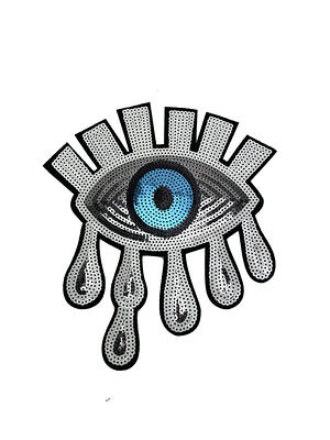 Evil Eye Patch, 10 Sequin Iron On Dripping Eyeball Jacket Patch