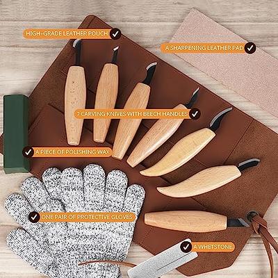 Wood Carving Tools 11 Pcs Wood Knife Kit Set Includes 4 Pcs Blocks for  Beginner and Carpenter Experts