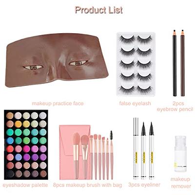 Makeup Practice Face, Bueuo 2 Pcs Makeup Practice Board Makeup Mannequin Face 3D Realistic Pad for Makeup Artist Makeup Beginner Self-Taught or