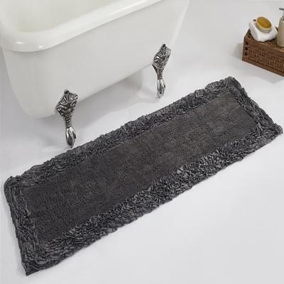 Better Trends Shaggy Border Bath Rug 24-in x 40-in Grey Cotton