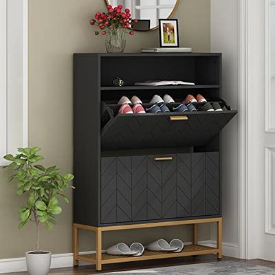 Brafab Shoe Storage Cabinet with 2 Flip Drawers&1 Small Drawer