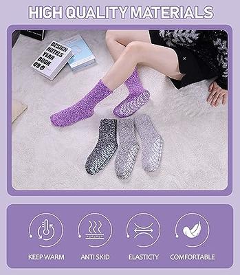 Women's Cozy Fluffy Socks Soft Plush Slipper Socks with Grips Colorful  Thick Fuzzy Socks Fleece Floor Socks Warm Sleeping Sock for Adults Women  Girls