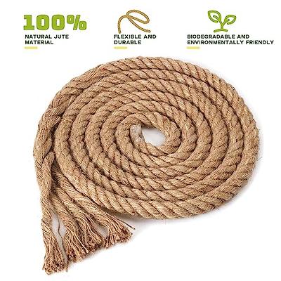 Rope 1 Inch 50 Feet Jute Rope, Heavy Duty Jute Rope,Natural Hemp Rope,  Twisted Hemp Rope for Crafts, Gardening, Bundling, Climbing, Hammock,  Nautical