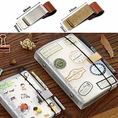 Metal Pen Holder for Notebook,4 Pcs Pen Clip for Notebook Retro Style Pen  Loop Holder Bookmark Pen Holder Clip PU Leather Pen Holder Pen Sleeve with