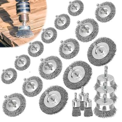  Wire Brush Wheel Cup Brush Set 10 Piece Wire Wheel For Drill  1/4 Inch Shank Arbor 0.012 Coarse Carbon Crimped Wire Brush For Cleaning