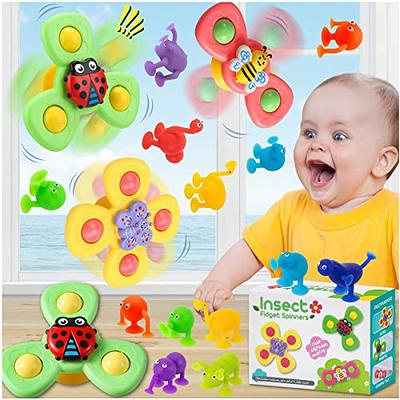 3 PCS Silicone Suction Cup Spinner Toys for 1 Year Old Boys, Spinning top  Baby