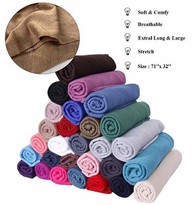 Harewom Black Hair Wrap for Women Long Stretch Jersey Head Scarf Summer  Breathable Lightweight Turban Solid Color