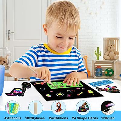 ZMLM Scratch Paper Art Set: 60Pcs Magic Drawing Art Craft Kid Black Scratch  Off Paper Supply Kit Toddler Preschool Learning Bulk Toy for Age 3 4 5 6 7