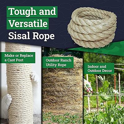 Jute Rope 1/4 Inch 100 ft 6mm Thick Natural Clothesline 1/4 Inch x 100 Ft