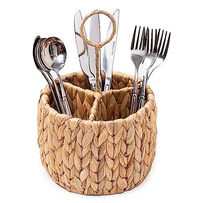 Paper Plate Dispenser, Paper Plate Holder for Kitchen Counter, Wood Rustic  Silverware Utensil Caddy, Cutlery Flatware Organizer Box for Cups Spoons