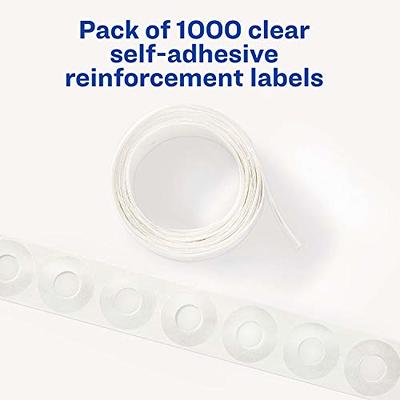 Avery Self-Adhesive Hole Reinforcement Stickers, 1/4 Diameter Hole Punch  Reinforcement Labels, Clear, Non-Printable, 1,000 Labels Total (5722)