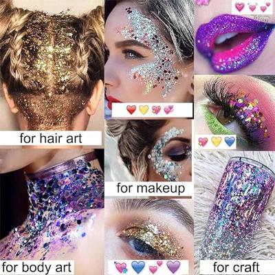 Holographic Chunky and Fine Glitter Mix, 45 Colors Craft Glitter for Epoxy  Resin Arts, Iridescent Nail Glitter, Cosmetic Eye Hair Face Body Glitter