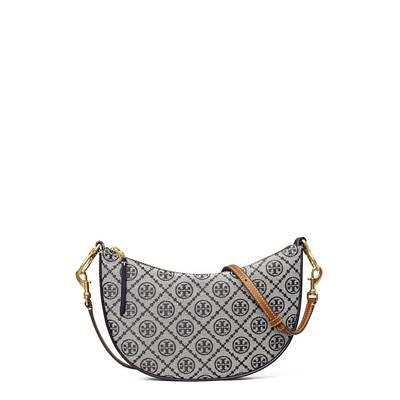 Tory Burch Mini T Monogram Jacquard Hobo Bag in Gray