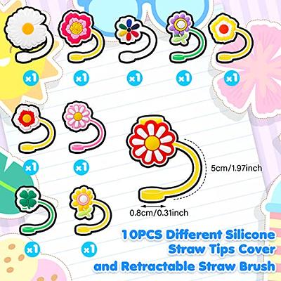 6pcs Straw Cover Cap Reusable Silicone Straw Toppers Drinking Flower Shape  Straw Tips Lids Cute Straws Plugs Straw Protectors Drinking Dust Cap Pink-1  