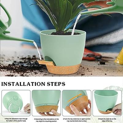 2 Pack Hanging Planter Pots for Plants Outdoor Indoor, 9 inch Hanging Plant Pot Plastic Flower Pots with Drainage Holes Ceiling Hooks, White