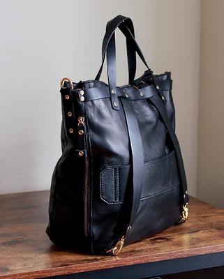 Lamb Leather Phoenix Backpack, Black Convertible Backpack Crossbody Tote,  Unisex Full Grain Bag - Yahoo Shopping