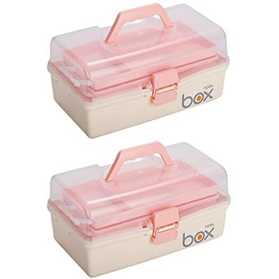 Kinsorcai 2PCS 12'' Three-Layer Clear Plastic Storage Box/Tool Box,  Multipurpose Organizer and Portable Handled Storage Case for Art Craft and  Cosmetic (White) - Yahoo Shopping