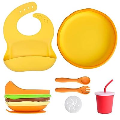 Baby Feeding Set, Silicone Baby-Led Weaning Supplies, Baby Suction Plates  and Bowls, Self-Eating Toddler Plates Set, 5pcs Set Plates Bowls Bibs Spoon  Fork (Pink) - Yahoo Shopping