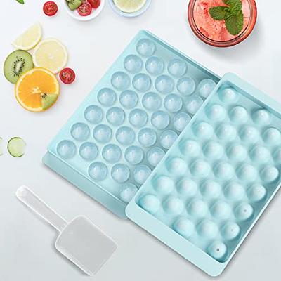 HONYAO Whiskey Cocktail Ice Mold, Silicone Round Sphere Ice Ball Maker Mold  Large Square Ice Cube Tray with Lid Easy Fill Easy Release - 6 Ice Balls +