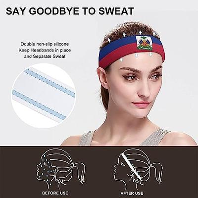 CBBYY Haitian Flag Sports Headbands for Women Adjustable Sweat