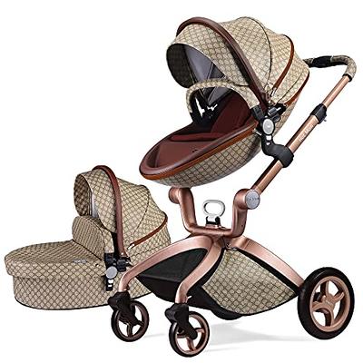  Hot Mom Baby Stroller: Baby Carriage with Adjustable Seat  Height Angle and Four-Wheel Shock Absorption,Reversible，High Landscape and  Fashional Pram (Brown) : Baby