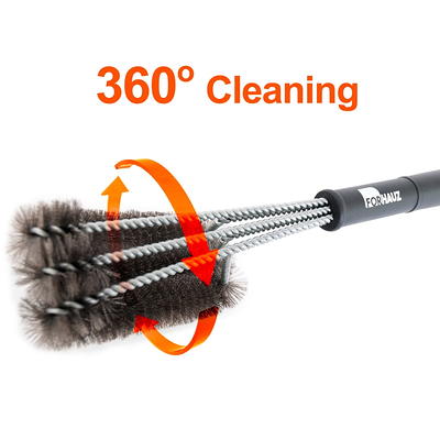 1pc Bbq Grill Brush, 3-in-1 Stainless Steel Wire Bristles Cleaning Brush  For Grilling Cooking