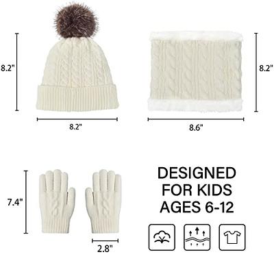 Kids Hat Gloves Scarf Set Girls Boys Winter Warm Knitted Beanie
