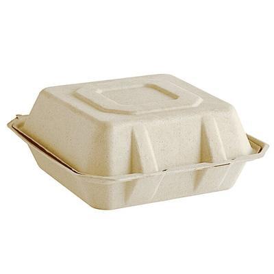 Bagasse Clamshell Food Containers, Disposable Take Out Boxes (8 x