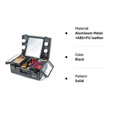 Kemier Makeup Train Case - Cosmetic Organizer Box Makeup Case with Lights  and Mirror / Makeup Case with Customized Dividers / Large Makeup Artist