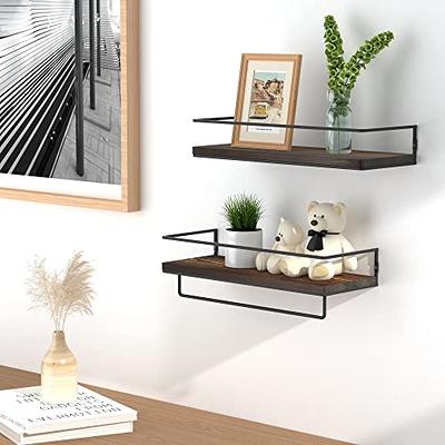  RYOFOBETTO Bathroom Shelves, Floating Shelves with Storage  Basket, Over Toilet Paper Holder Storage Shelves, Wall Mounted Rustic Wood  Shelves for Bathroom, Bedroom, Living Room, Set of 3 (Brown) : Home 