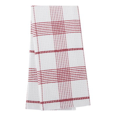 Mainstays 4-Piece Solid/Stripe Kitchen Towel Set, Red 