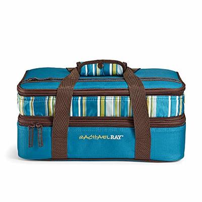 Insulated Casserole Carrier Thermal Lunch Bag for Hot/Cold Food - Blue Stripes