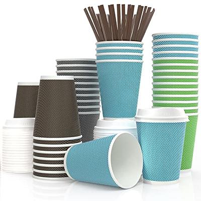 MRcup [80 Packs] 12oz Insulated Triple Wall Disposable Coffee Cups with Lids  and Straws, PerfectTouch Leakfree Anti-slip Anti-spill Togo Hot & Cold  Reusable Paper Cups, Black and White - Yahoo Shopping