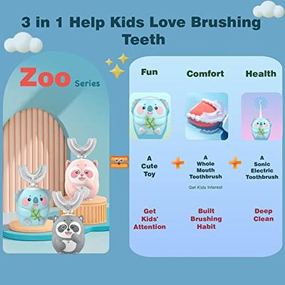 Manual Kids Toothbrush, Cute Cartoon koala Kids U-Shaped Toothbrush, Food  Grade Soft Silicone Brush Head, 360° Oral Teeth Cleaning Design 