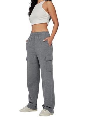 Trendy Queen Womens Cargo Sweatpants Cinch Bottom Fleece High