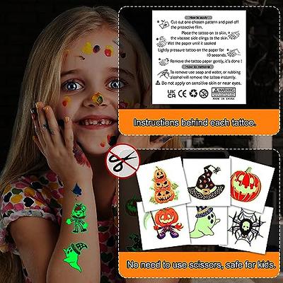 18 Sheets Halloween Temporary Face Tattoos Luminous Glow in the