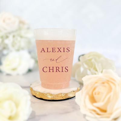 Monogram Frosted Wedding Cups, Modern Wedding Cups, Fancy Elegant