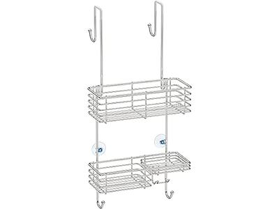 Mainstays Large Over The Shower Caddy, 2 Shelves, 1 Deep Basket, Heavy Duty Plastic, Frosty Finish, Size: Large, Family-Sized