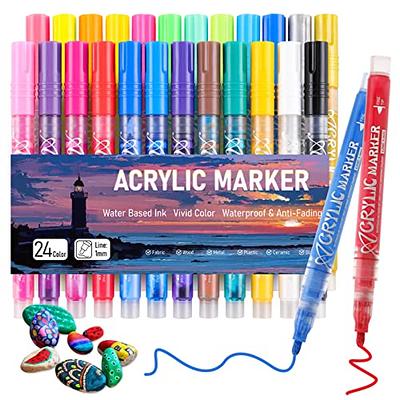 Grabie Acrylic Paint Pens - 28 Color Extra Fine Tip Markers for