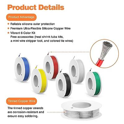 100ft Solid Copper Wire 22 Gauge UL1007 Rated RED PVC Insulated Tinned  Hook-Up on Plastic Spool